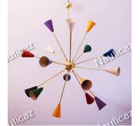 Lampadario in ottone Sputnik metà secolo luci Stilnovo 16 bracci decorazione ...
