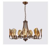 Lampadario in Rame per Soggiorno Camera da Letto Sala da Pranzo Cucina Villa Lampada a Sospensione retrò di Lusso in Vetro fumé Lampada a Sospensione in Bronzo Moderna Luce Pendente