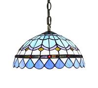 Lampadario In Stile Tiffany Da 12 Pollici, Lampada Da Sospensione Con Paralume In Vetro Colorato Multicolore Lampada A Sospensione Da Soffitto In Stile Tiffany, 1 Luce Azzurra Decorazione