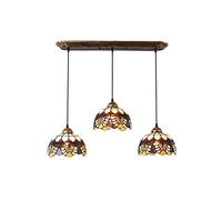 Lampadario in stile Tiffany, Plafoniera per sala da pranzo con paralume in vetro colorato, Lampada a sospensione a sospensione regolabile multicolore per camera da letto / soggiorno / bar ( Size : B )