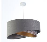 Lampadario In Tessuto Ø 50 Cm Grigio Beige Argento Oro E27 Regolabile