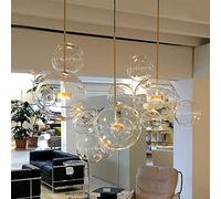 Lampadario in Vetro a Bolle a Led con Sfera a Bolle, Ristorante Nordico, Galleria Di Finestrer Bar, Soggiorno,Padario Molecolare in Vetro Creativo/3 Luci 15 Palline (Tonde)