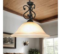 Lampadario In Vetro E Metallo Ø 40 Cm E27 Cucina Rustica