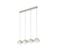 Lampadario In Vetro E Metallo L: 80 Cm Beige E Bianco 4 Fiamme G9