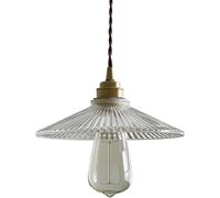 Lampadario in Vetro e Ottone, Lampada a Sospensione da soffitto con personalità, Paralume in Vetro Trasparente, Lampada a Sospensione Moderna con Cavo Regolabile e Porta E27,Illuminazione per Interni