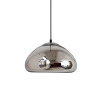 Lampadario in Vetro Moderno in Stile Minimalista, Altezza Regolabile,Dario a Sospensia Tamburo Rotondo per Ristorante, Bar, Isola Cucina, 11,8 Pollici/Argento/11,8 Pollici
