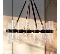 Lampadario in Vetro Riciclato, lampadario a Tubo in Stile Industriale per Sala da Pranzo, Soggiorno