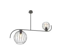 Lampadario Industrial 2 Luci Tyr In Acciaio Nero Paralumi A Gabbia
