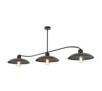 Lampadario Industrial 3 Luci Sekhmet In Acciaio Nero E Diffusori A Cupola