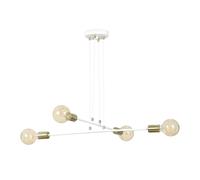 Lampadario Industrial 4 Luci Benzaiten A Bracci In Acciaio Bianco E Oro