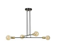 Lampadario Industrial 4 Luci Benzaiten A Bracci In Acciaio Nero E Oro