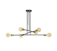 Lampadario Industrial 6 Luci Benzaiten A Bracci In Acciaio Nero E Oro