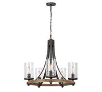 Quintiesse Lampadario Angelo Industrial Acciaio anticato Vetro grigio 5 luci E27