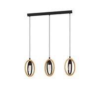 Lampadario Industrial Basildon 3 Luci Metallo Nero E Marrone
