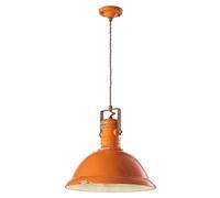 Lampadario Industrial Ferro E Ceramica Vintage Arancio 1 Luce E27 40Cm