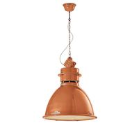 Lampadario Industrial Ferro E Ceramica Vintage Arancio 1 Luce E27 50Cm