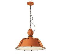 Lampadario Industrial Ferro E Ceramica Vintage Arancio 1 Luce E27 52Cm
