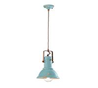 Lampadario Industrial Ferro E Ceramica Vintage Azzurro 1 Luce E27 23Cm [EEK: A++]