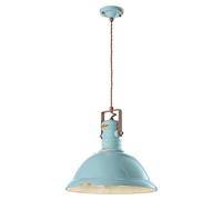 Lampadario Industrial Ferro E Ceramica Vintage Azzurro 1 Luce E27 40Cm [EEK: A++]