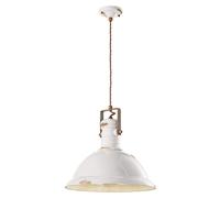 Lampadario Industrial Ferro E Ceramica Vintage Bianco 1 Luce E27 40Cm