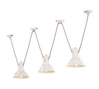 Lampadario Industrial Ferro E Ceramica Vintage Bianco 3 Luci E27