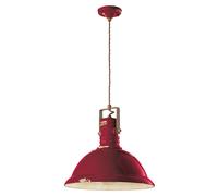 Lampadario Industrial Ferro E Ceramica Vintage Bordeaux 1 Luce E27 40Cm