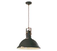 Lampadario Industrial Ferro E Ceramica Vintage Nero 1 Luce E27 40Cm