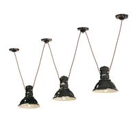 Lampadario Industrial Ferro E Ceramica Vintage Nero 3 Luci E27