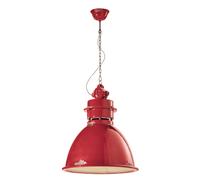 Lampadario Industrial Ferro E Ceramica Vintage Rosso 1 Luce E27 50Cm