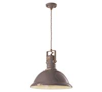 Lampadario Industrial Ferro E Ceramica Vintage Tortora 1 Luce E27 40Cm