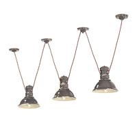 Lampadario Industrial Ferro E Ceramica Vintage Tortora 3 Luci E27