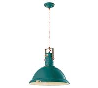 Lampadario Industrial Ferro E Ceramica Vintage Verde 1 Luce E27 40Cm