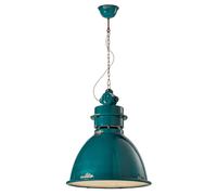 Lampadario Industrial Ferro E Ceramica Vintage Verde 1 Luce E27 50Cm