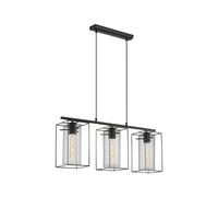 Lampadario Industrial Loncino 3 Luci Acciaio Nero