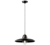 Lampadario Industrial Minimal Nordico B&W Metallo Smaltato Nero 1 Luce E27