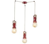 Lampadario Industrial Minimal Urban Ferro Ceramica Vintage Bordeaux 3 Luci E27