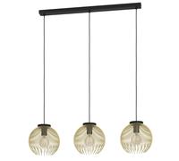Lampadario Industrial-Nordico Acciaio Nero E Oro 3 Luci E27
