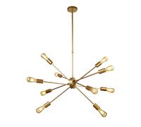 Lampadario Industrial-Nordico Alfa Acciaio Oro 10 Luci E27