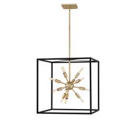 Lampadario Industrial Nordico Aros Acciaio Nero Ottone 12 Luci E14