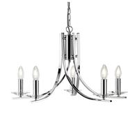 Lampadario Industrial-Nordico Ascona Acciaio Cromo Vetro 5 Luci E14