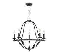 Lampadario Industrial Nordico Bradbury Acciaio Grigio Cenere 5 Luci E14