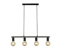 Lampadario Industrial-Nordico Danza Acciaio Nero 4 Luci E27