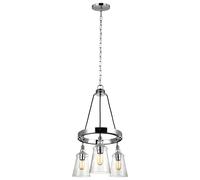 Lampadario Industrial Nordico Loras Acciaio Vetro 3 Luci E27