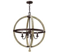 Lampadario Industrial Nordico Middlefield Acciaio Ferro Ruggine Legno 4 Luci E14