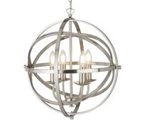 Lampadario Industrial-Nordico Orbita Acciaio Argento 4 Luci E14