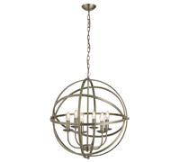 Lampadario Industrial-Nordico Orbita Acciaio Ottone 6 Luci E14
