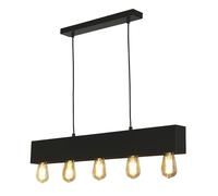 Lampadario Industrial-Nordico Pianoforte Acciaio Nero 5 Luci E27