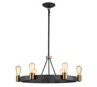 Lampadario Industrial Nordico Silas Acciaio Zinco Antico Ottone 6 Luci E27