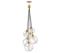 Lampadario Industrial Nordico Skye Acciaio Ottone Antico 6 Luci E27