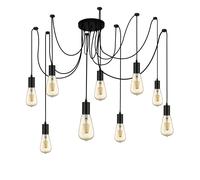Lampadario Industrial-Nordico Squiggle Acciaio Nero 9 Luci E27